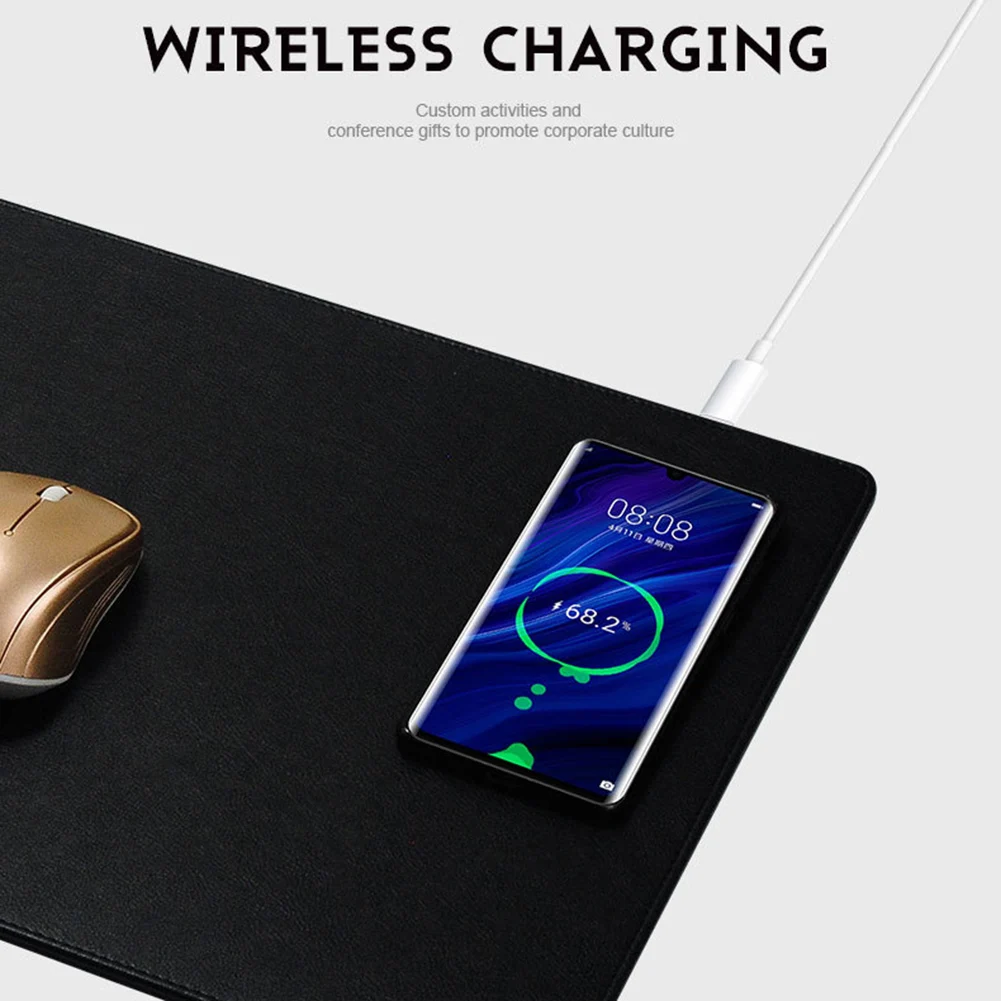 Mouse Pad Gamer Leather Foldable 15w Fast Wireless Charging  Mildew-proof Non-slip Mat for Computer Desk