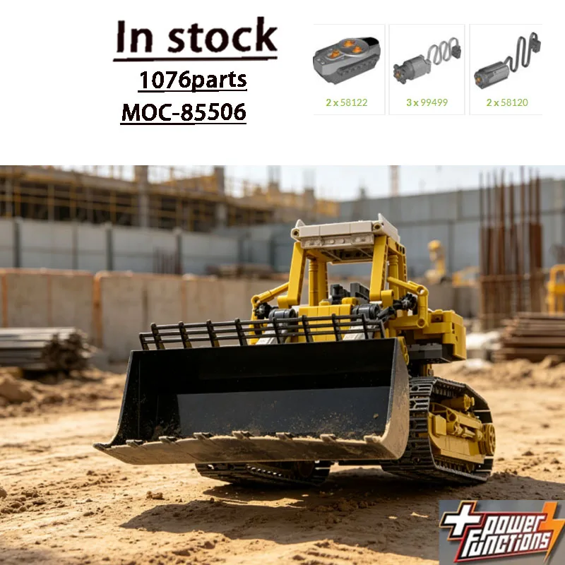 MOC-85506 New City Farm Yellow Front-Mounted Bulldozer Building Block Model 1076 Pieces Creative Boys' Kids' Birthday Toy Gift