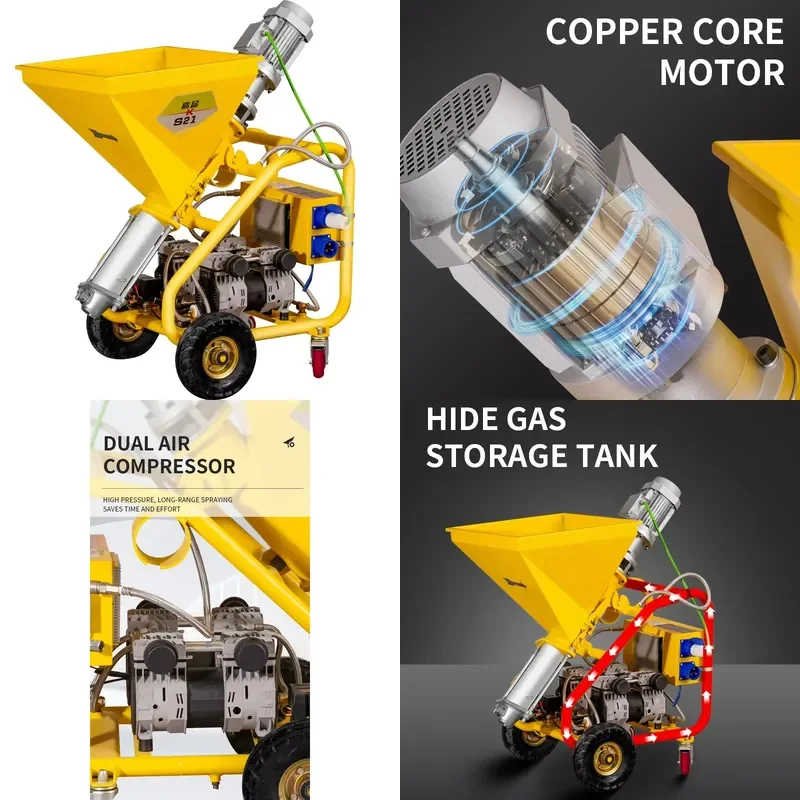 High-Pressure Multi-Functional Real Stone Paint Cement Slurry Waterproof Coating Spraying Machine Electric Power Spray Gun