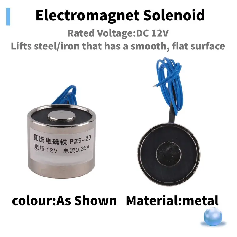 A93E-LS-P25/20 DC12V 5Kg Electric Lifting Magnet Electromagnet Solenoid 10.8Mm