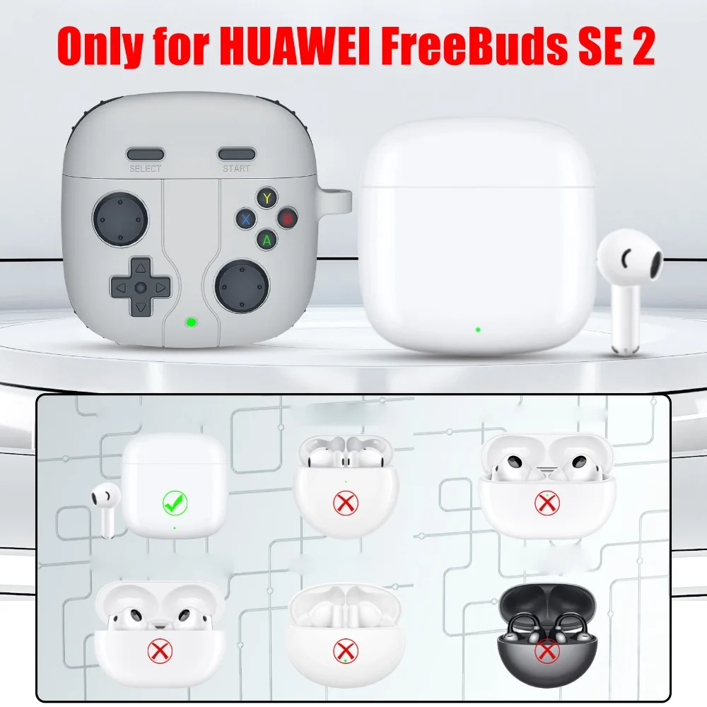 Silicone Cartoon Estilo 3D Fone de Ouvido Capa Protetora, Dustproof, Game Console Styling, Huawei FreeBuds SE 2