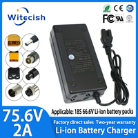 75.6V 2A Li-ion Battery Smart Charger For 18S 66.6V Lithium Battery The built-in cooling fan has an input voltage of 100-240V