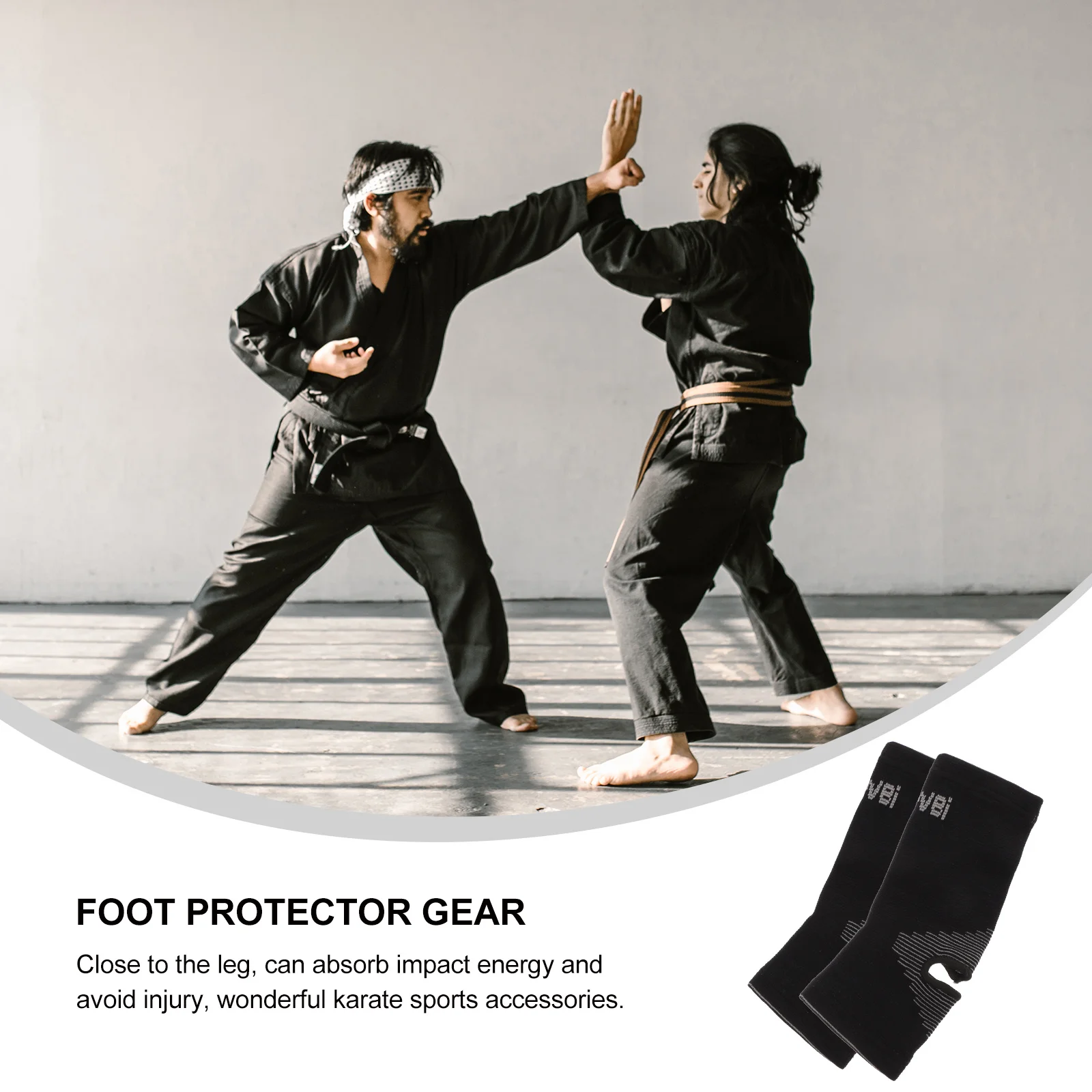 

2Pcs Foot Protector Gear Breathable Comfortable Lightweight Foot Legs Support for Taekwondo Boxing Martial Arts Training