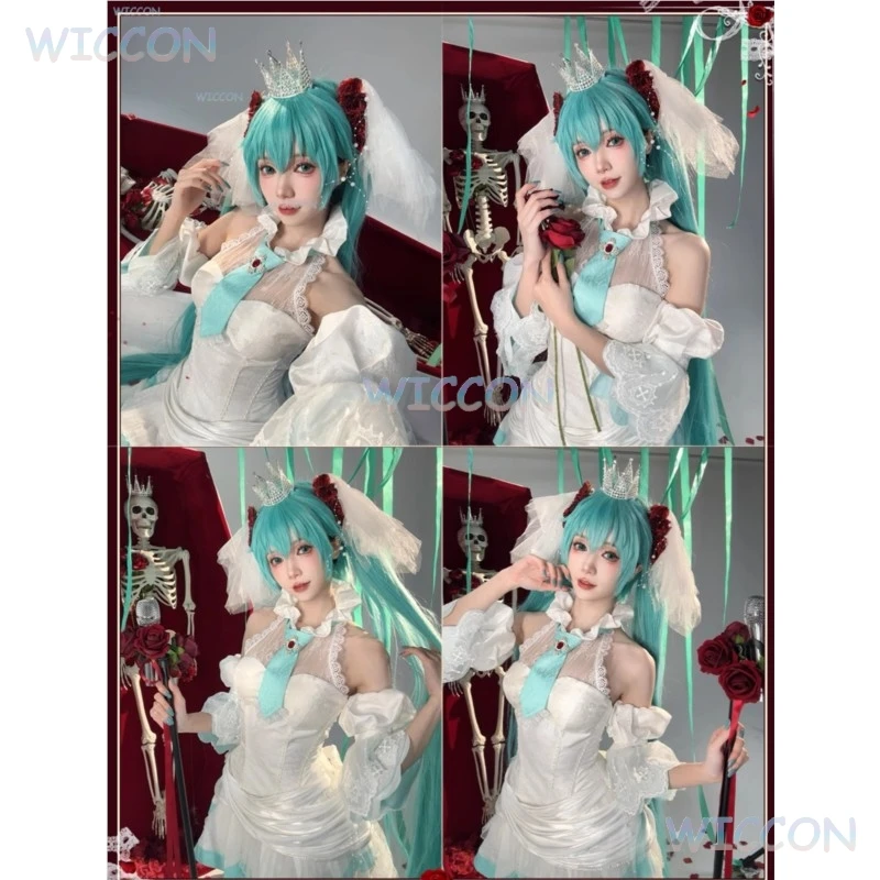 Project Sekai MikukuSnow White Princess Gown Cosplay Costume Anime Character Dress Pure White Lolita Outfit Halloween Christmas view 2