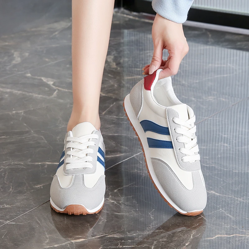 

Summer new PU breathable mesh designer women's lace-up sneakers 2025 classic trend non-slip hot-selling women's vulcanized shoes