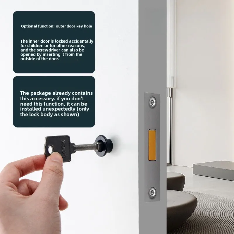 Invisible Door Lock Single-sided Lock Secret Lock Indoor Bedroom Background Wall Door Hidden Handle Small Keyhole Round Handle