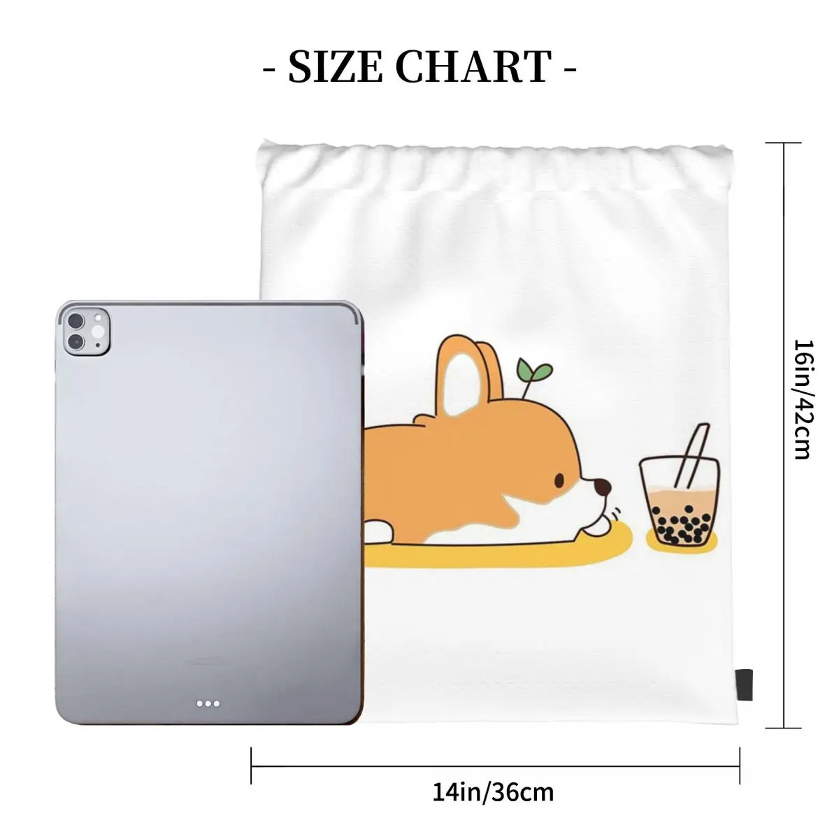 Corgi And Bubble Tea Backpacks Portable Drawstring Bags Drawstring Bundle Pocket Sports Bag Book Bags For Man Woman School