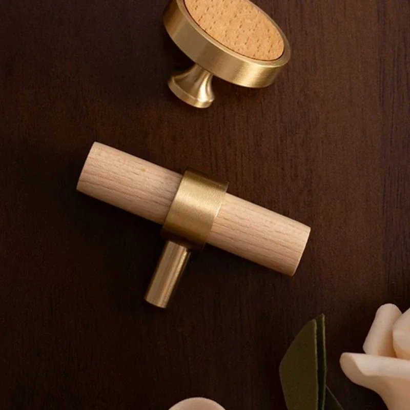 yesBrass Furniture New Chinese Style Walnut Wood Pulling Technique Antique Style Solid Wood Wardrobe Cabinet Door Drawer Handle