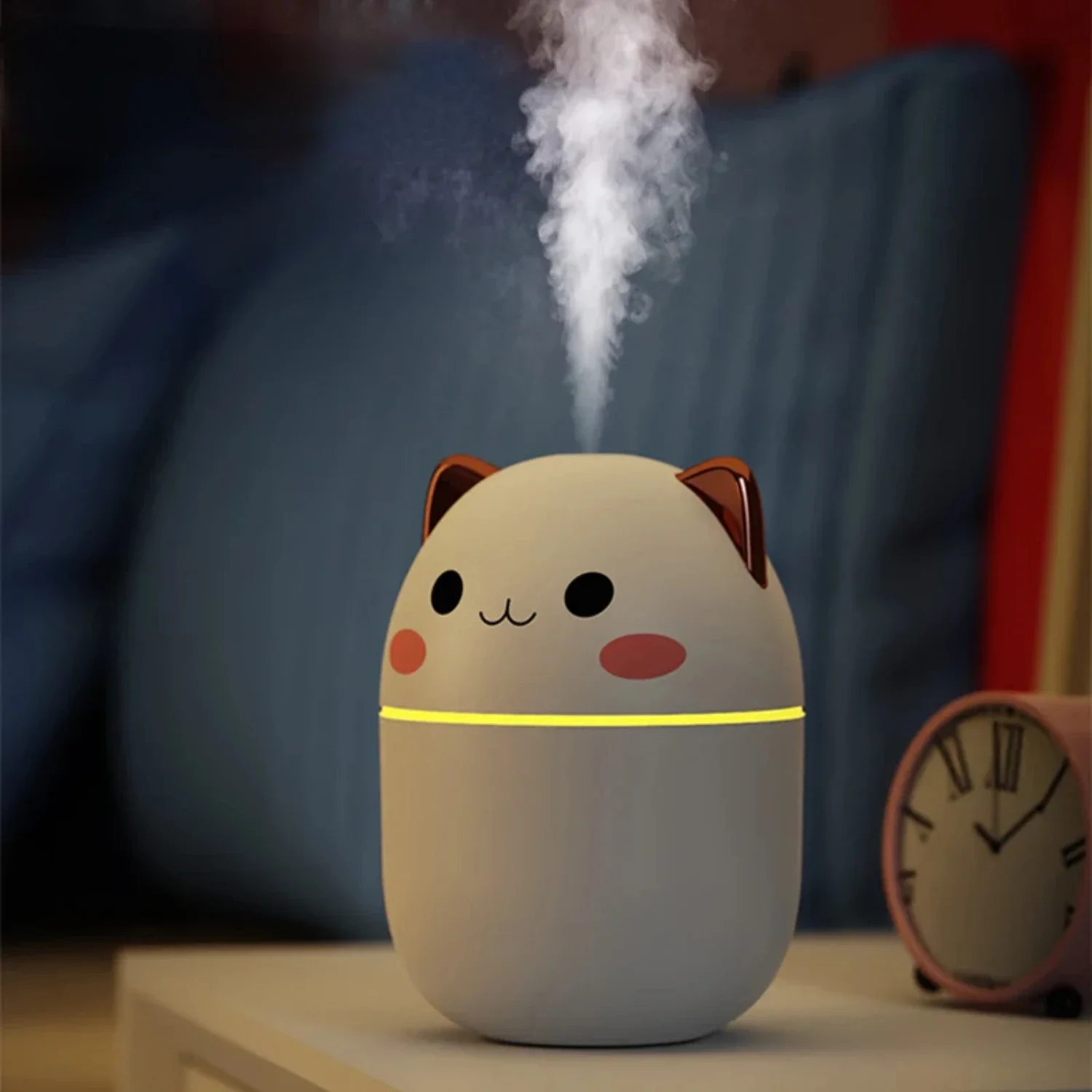 Compact, Lightweight and Cute Ultrasonic Air Humidifier with Cool Mist - Perfect for Bedroom, Office, Plants, and Car - Features