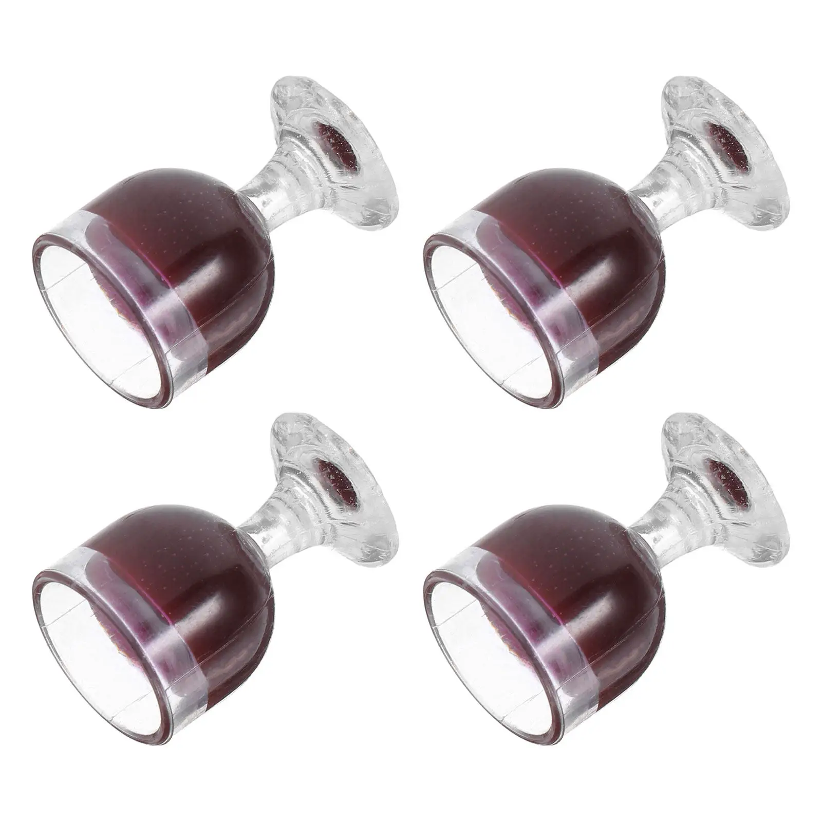 4Pcs Miniature Drink Cups Resin Realistic Wine Goblets for Dollhouse Decor Mini Barware Dining Scene Tableware Accessories