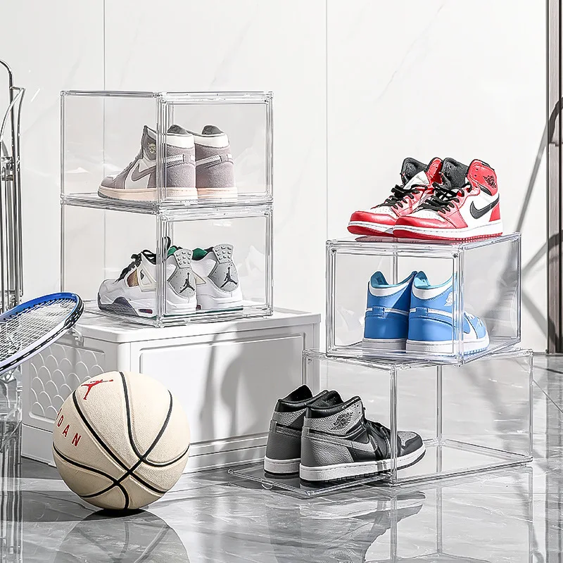 5/10 high transparency, thick dustproof plastic shoe boxes, magnetic shoe storage boxes, hand-held storage boxes