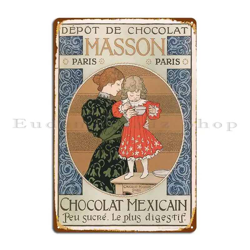 Eugene Grasset Masson Chocolate Deposit Mexican Chocolate Metal Plaque Designer Cave Garage Bar Funny Tin Sign Poster