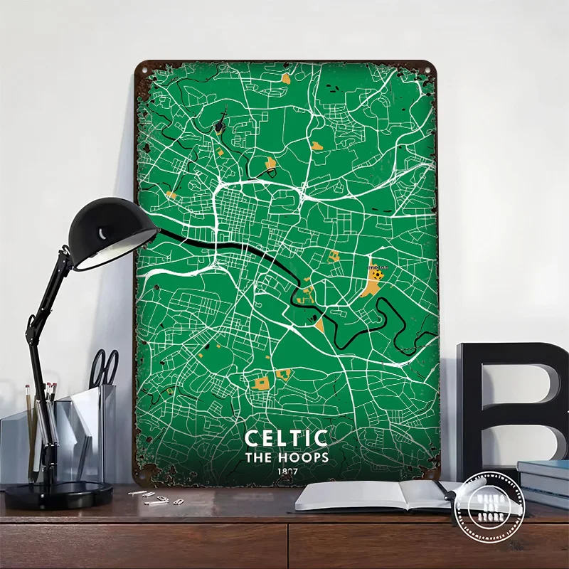 Celtic FC Celtic Park Personalized 3D Textured Metal Poster Wall Art Tinplate Sign for Vintage Decor Room Decoration Home House
