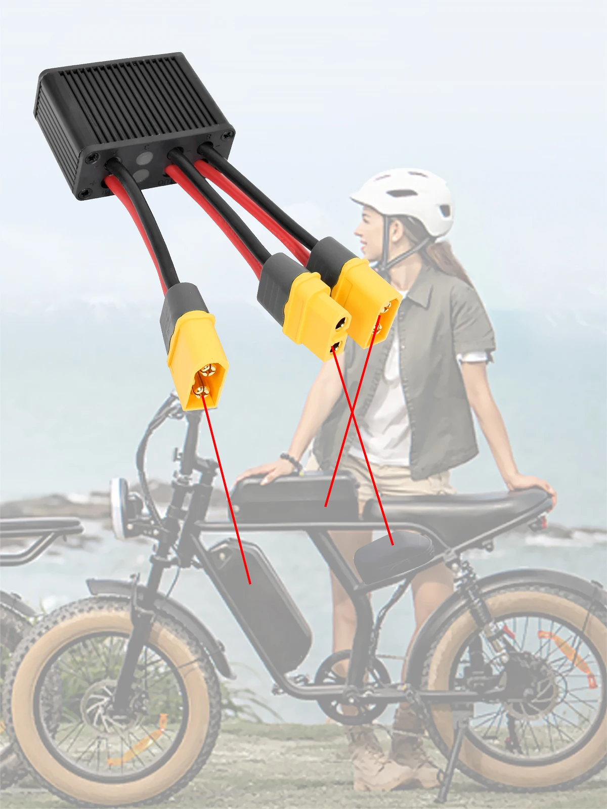AliExpress NONE Ebike Dual Battery Balance Module Simultaneous Connection Adapter Dual Battery Discharge Converter Electric Bike 30A/40A