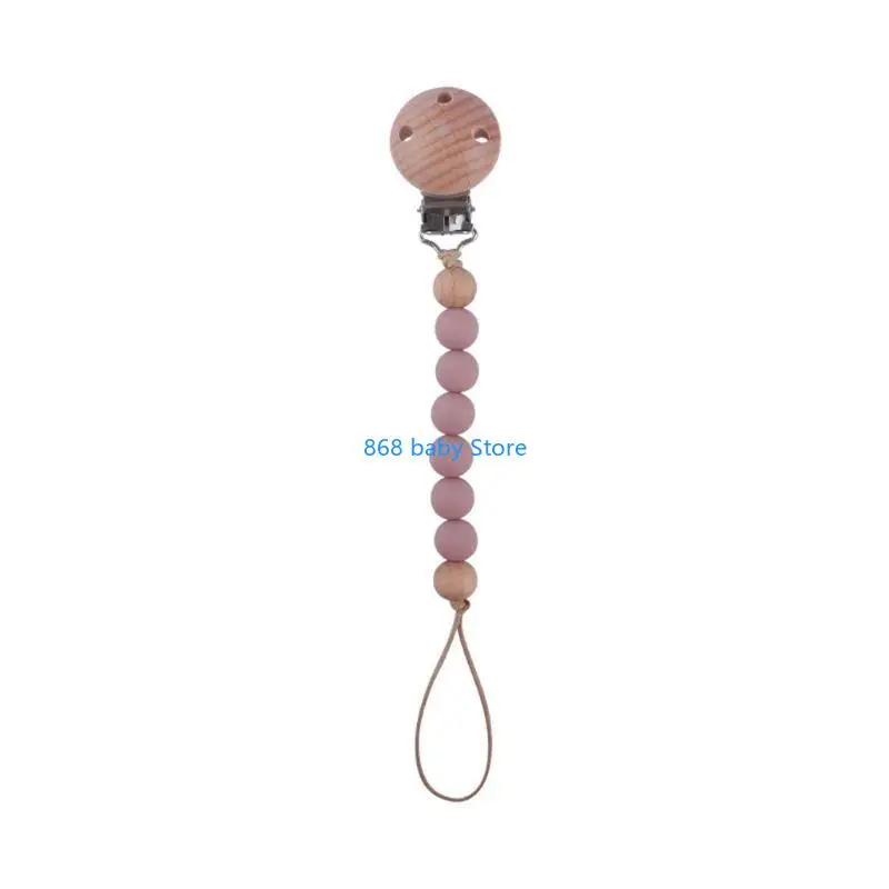 

29EE Newborn Pacifier Clip Chain Silicone Beads DIY Dummy Nipple Soother Holder Baby Teething Chewing Chain Clip