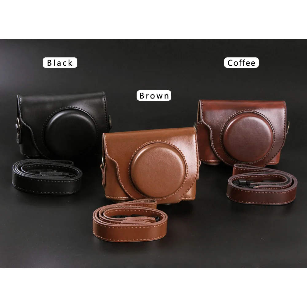 Camera Video Bag PU Protect Case with Strap for Sony HX80 HX90 (DSC-HX90V) WX500 Digital Camera