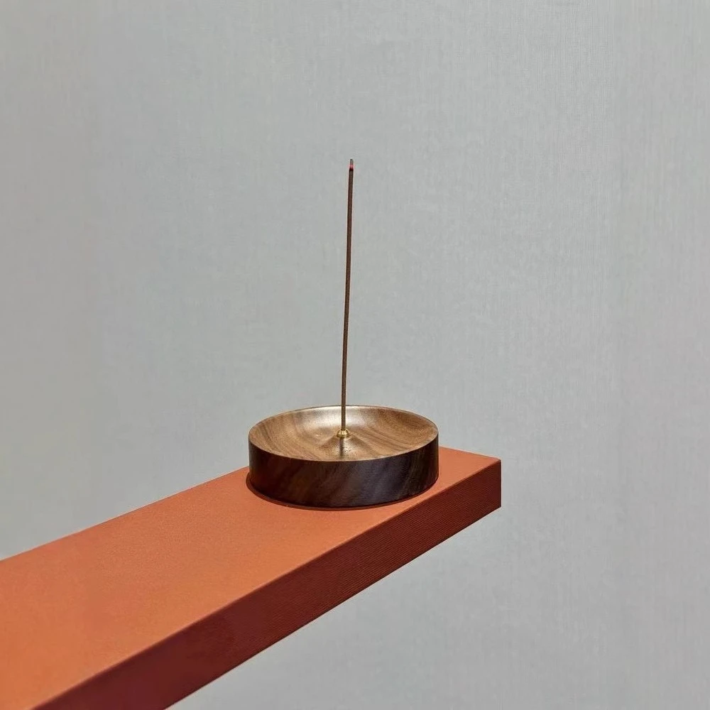 Natural Handmade Sandalwood Incense Walnut Holder Zen Fragrance Set Purify Air for Living Bedroom