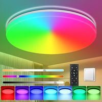 Oeegoo 36W LED RGB Ceiling Light Dimmable 3600LM with Remote Control, IP54 LED Ceiling Lamps Color Changing 3000K-6500K, Ø33CM