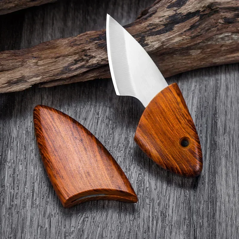 High-Hardness Mini Hand-Forged Fixed Blade with Wooden Handle Everyday Carry Multi-Function Tool Jungle Outdoor EDC Tool Gift