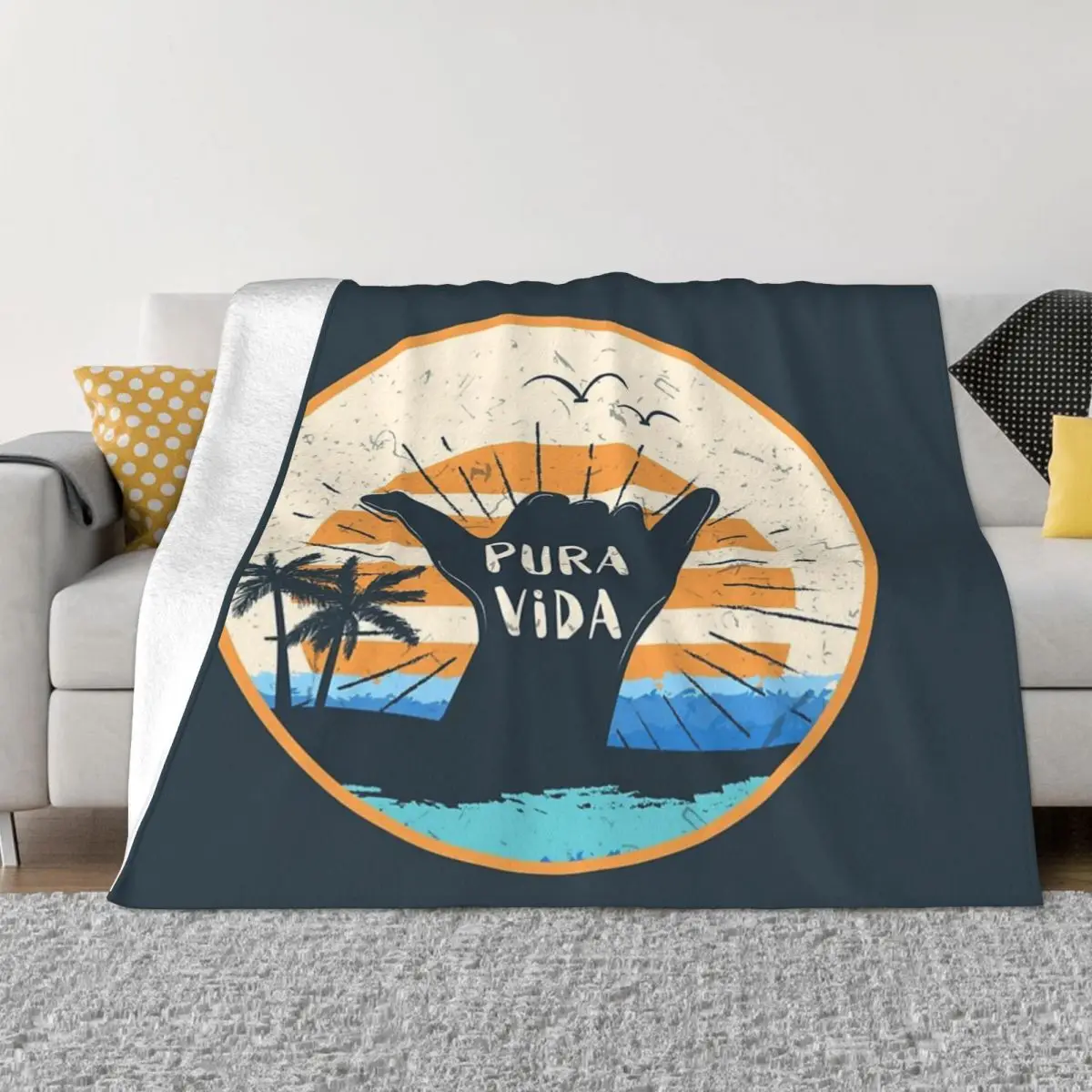 Pura Vida - Costa Rica Shaka Plush Blankets Winter Blankets Blankets And Blankets Throw Blanket