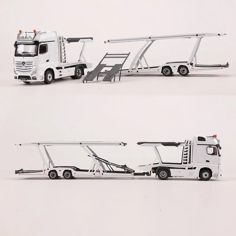 1:64 Alloy Die-casting Model Car Toy Benz Benz Double-Decker Car Transporter Trailer Toys For Boys Collection Gifts