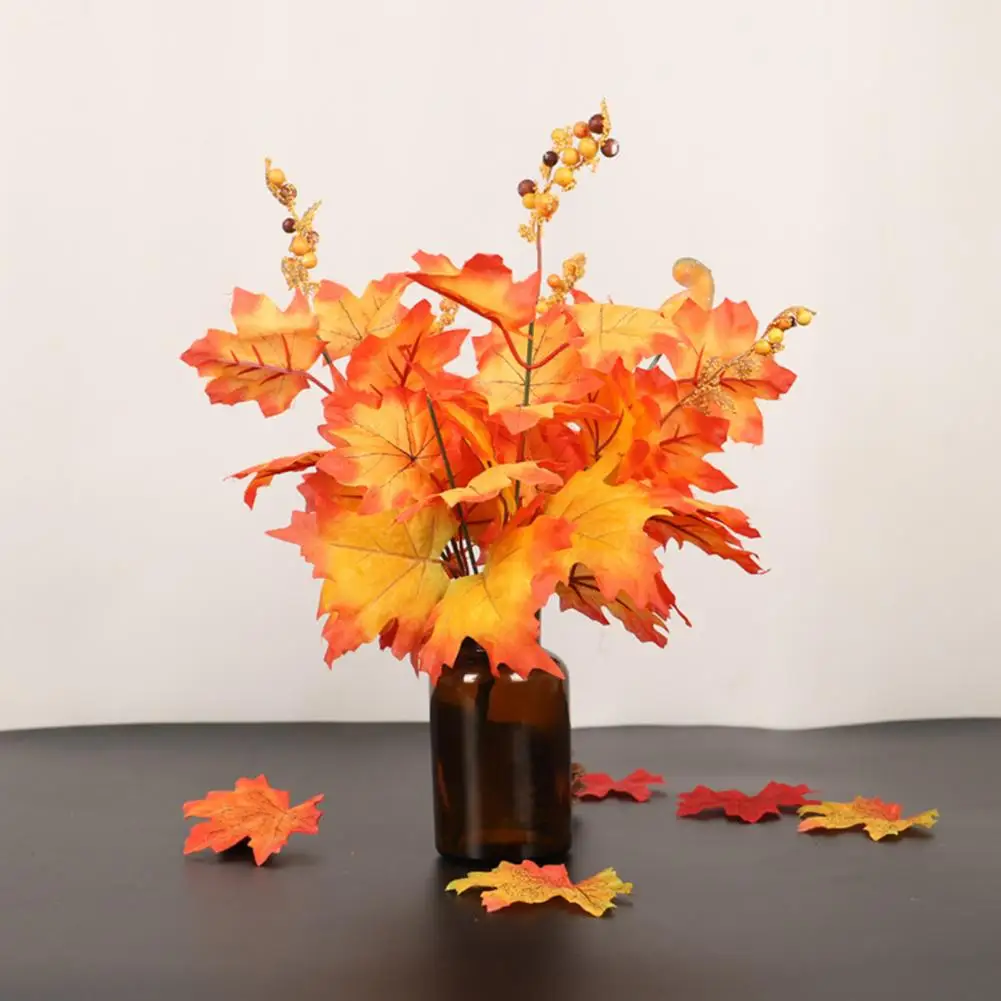 Non-fading Cascading Foliage Artificial Maple Branch Realistic Detail Long-lasting Berry Thanksgiving Day Decoration Artificial