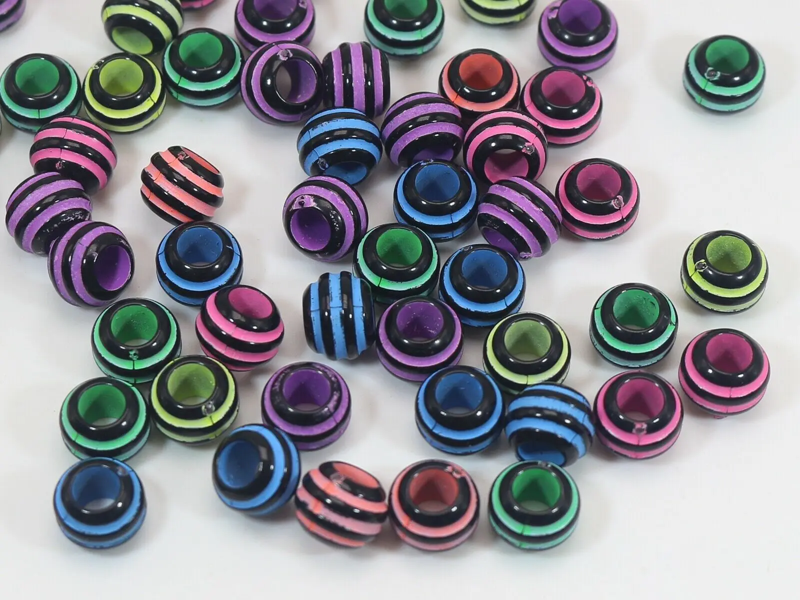 200pcs Various Style Round Barrel Pony Beads 8mm-10mm for Kids Craft Kandi