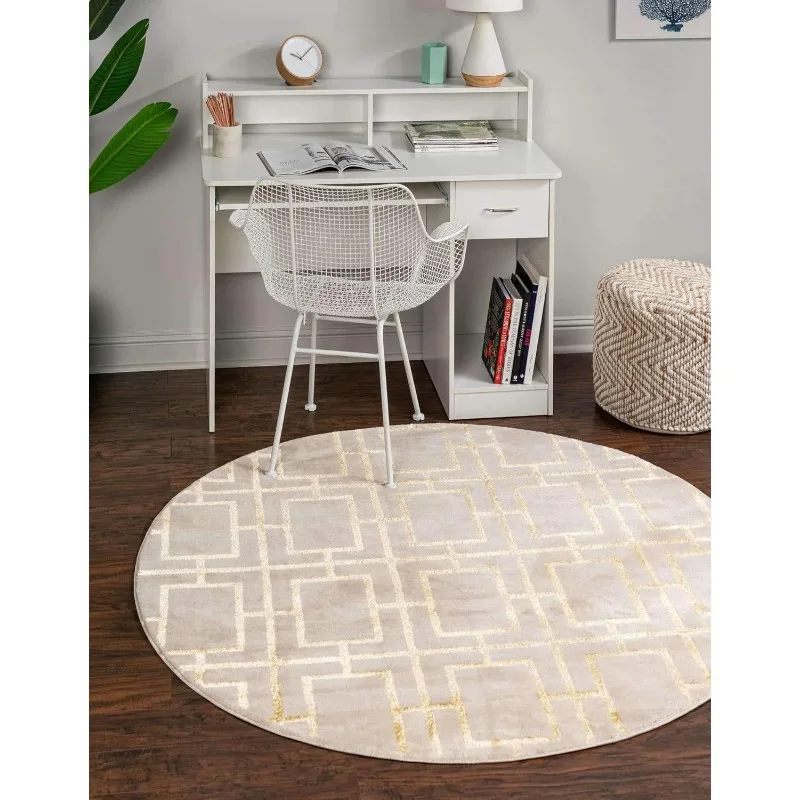 

Circular Carpet Nordic Style Simple Geometric Pattern Rug Living Room Bedroom Lounge Chair Anti Slip Foot Mat Home Decoration