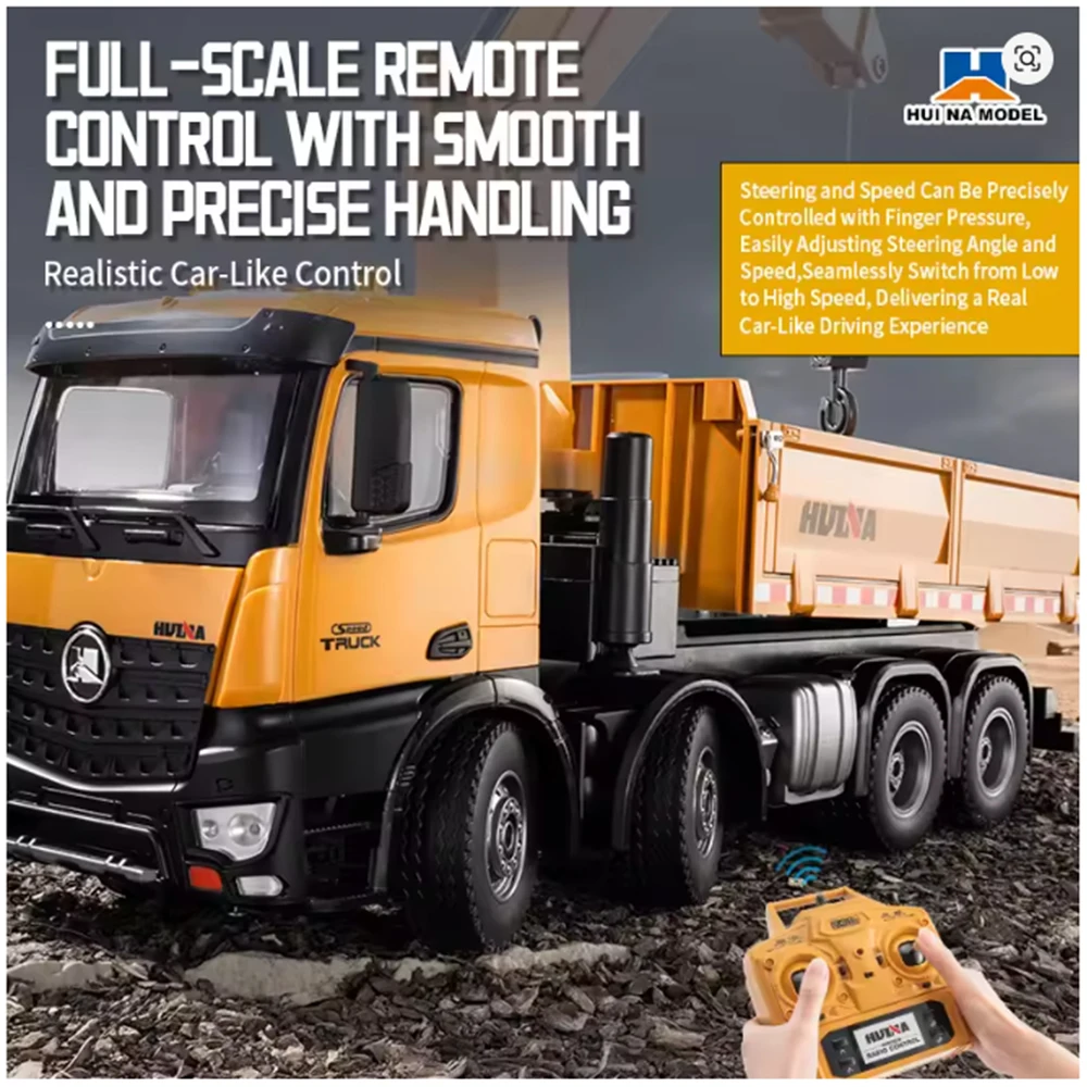 HUINA 1538 26-Channel 1:14 1536PRO 1573 Alloy Remote Control Semi-Alloy Remote Control Vehicle Grab Wood Dump Truck Construction Toy for Kids