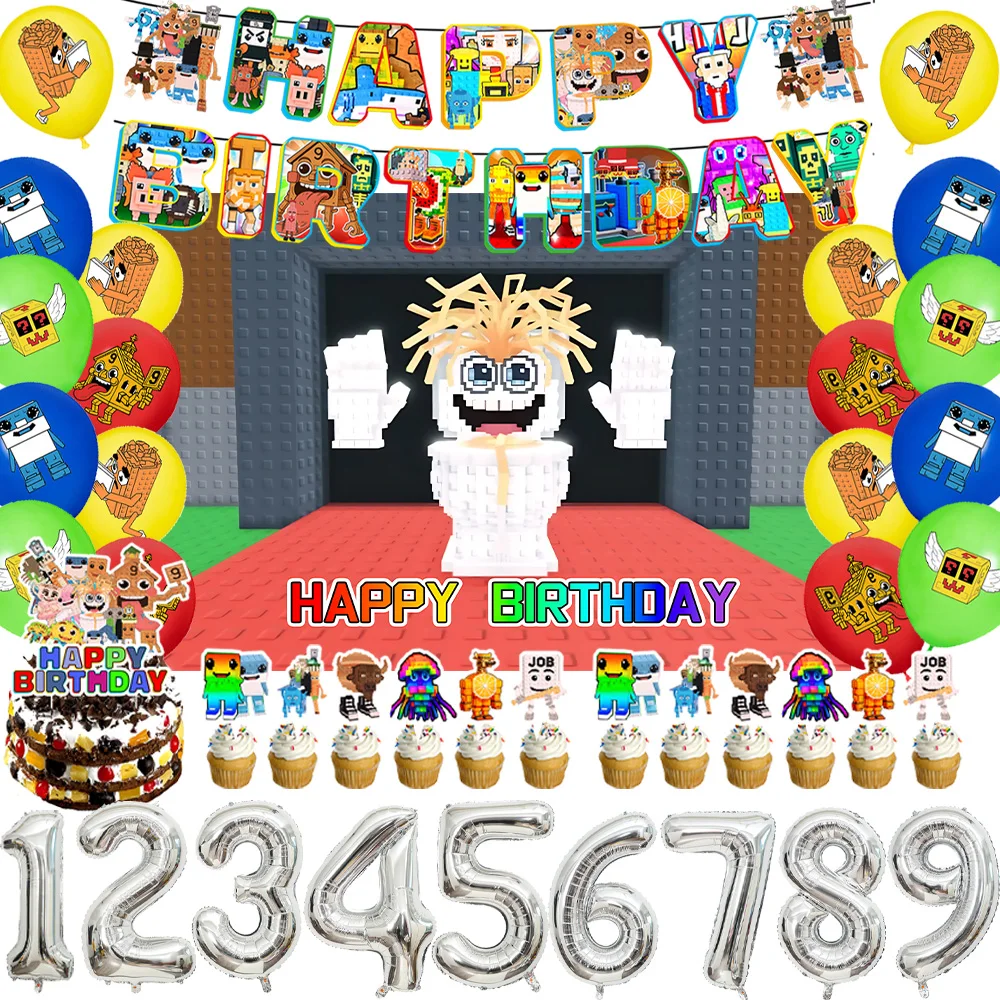 

Game Steal A Brainrot Children Birthday Balloon Set Cartoon Backdrop Anime Backdrop Cake Topper Banner Kid Gifts Party Supplies