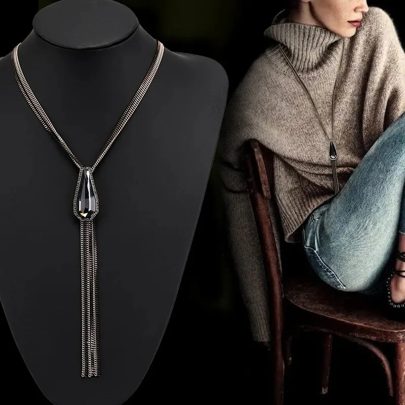 Цепочки для свитеров с кисточками, подвески и осенние и зимние аксессуары, уникальный женственный стиль, универсальные и элегантные ожерелья.