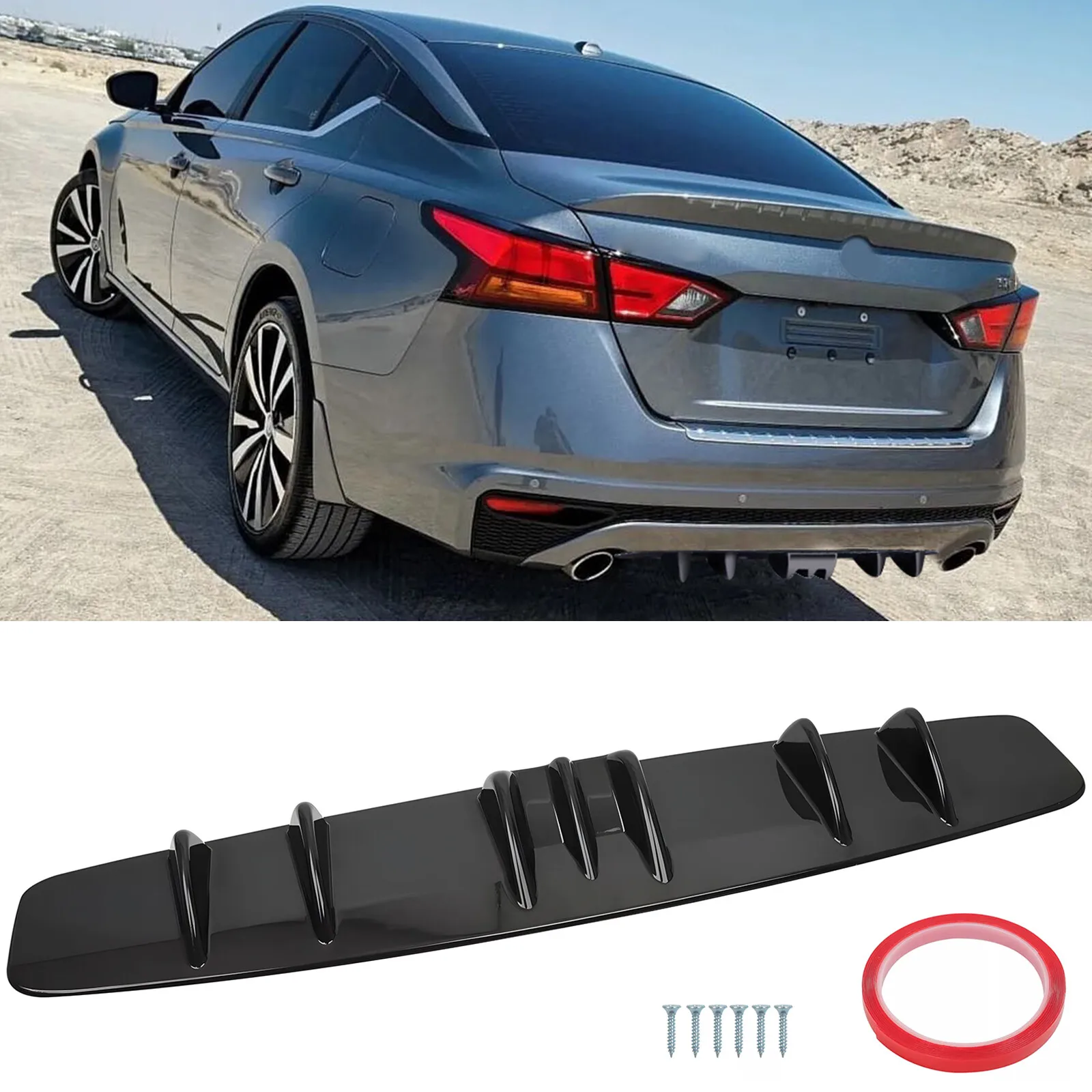 

Глянцевый черный диффузор-спойлер для заднего бампера Nissan Altima Maxima