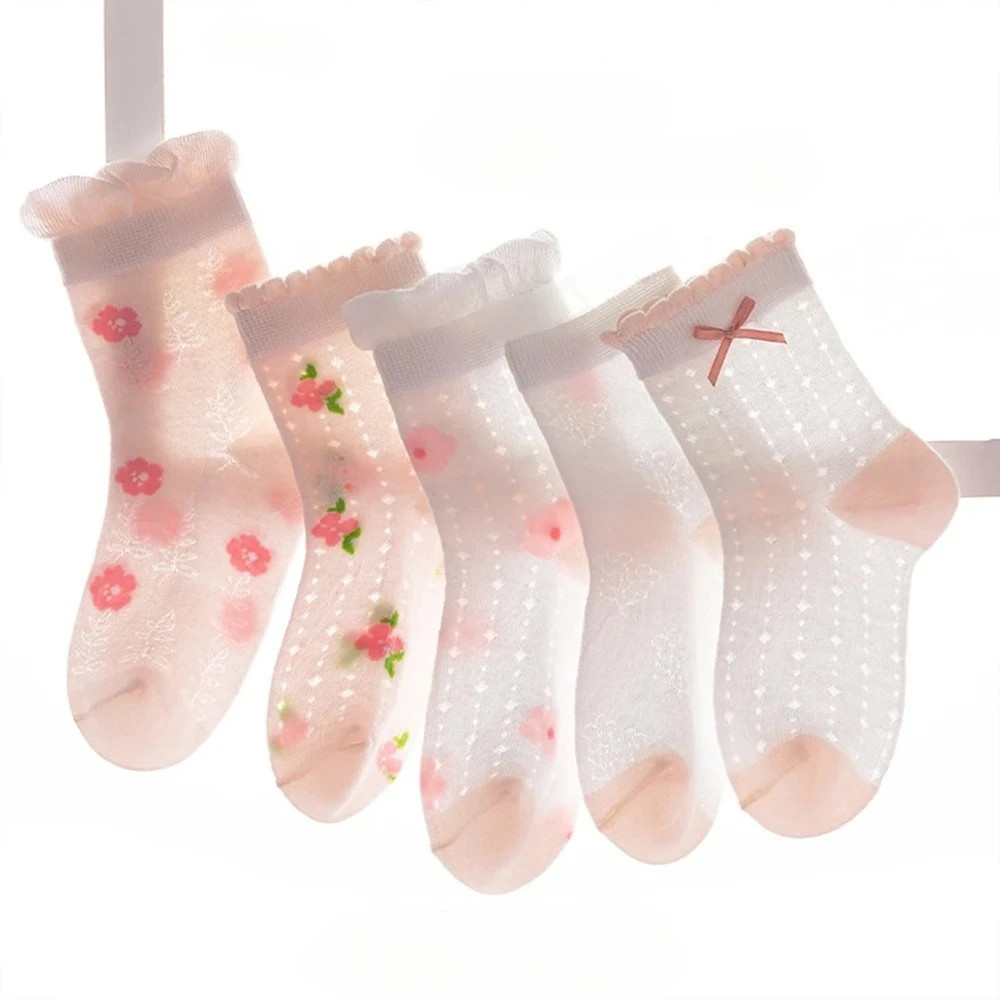 5Pairs Thin Breathable Mesh Socks No Tightness On Legs Moisture Wicking And Breathable Athletic Socks spring, summer, autumn,