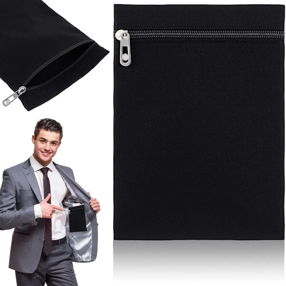 New with Zipper Sew-in Side Hidden Pocket Solid Color Polyester Inside Pockets Durable Travel Wallet Pouch view 2