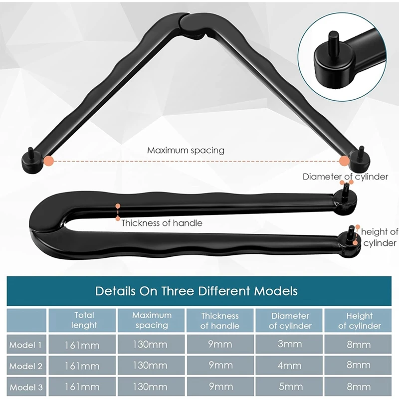 Set Of 3 Steel Adjustable Face Wrench Pin Pliers Tools For Angle Grinder Back Pads, Including 3/4/5Mm Drilled image 6
