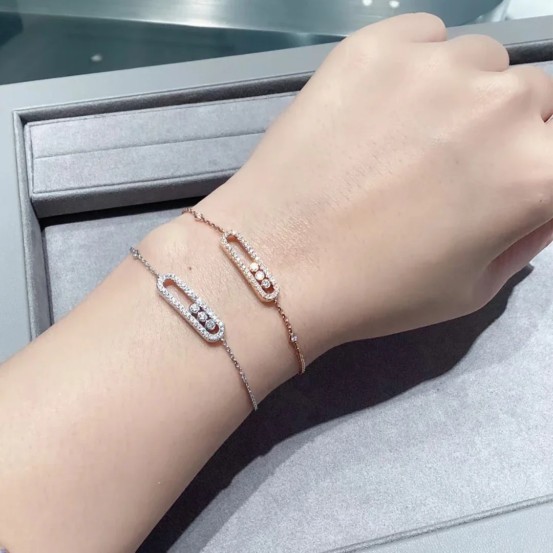 925 Sterling Silver Fashion French Luxury Jewelry Mobile Diamond Women's Bracelet. Non Fading And Non Allergic. Holiday Gifts