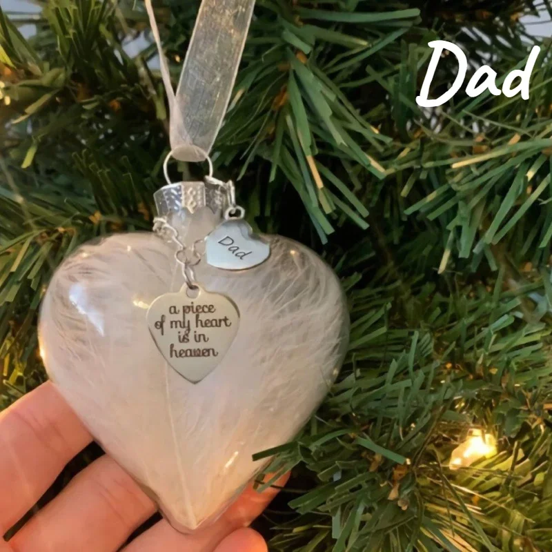 A Piece of My Heart Is In Heaven Love Xmas Souvenir Transparent Plastic Ball Commemorative Christmas Tree Ornaments Jewelry Gift