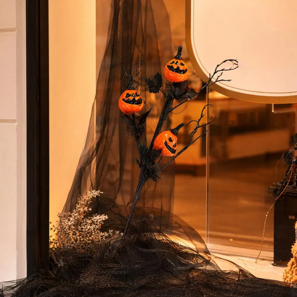 Halloween Pumpkin Decor Artificial Pumpkin Decoration Artificial Pumpkin Stems with Black Maple Leaves Halloween for Vase