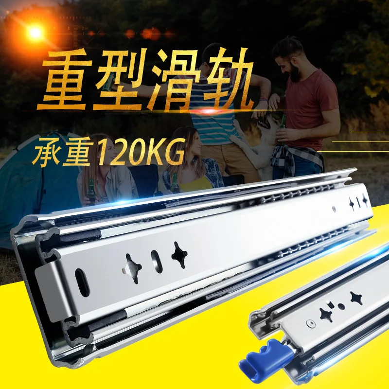 Heavy Duty Three Section Drawer Slides Soft Close Or Lock Options Cold Rolled Steel Full Extension Rail Furniture Cabinets Rvs