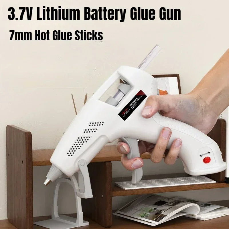 7mm Cordless Glue Gun 3.7V,Fast Heating Rechargeable Hot Silicone Gun,60 Min Use,Type-C Charging,Leak-Proof, Kids Crafts Tools