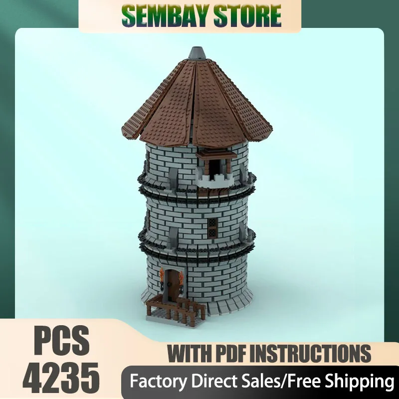 

Средневековая модель замка Moc, строительные кирпичи, модульная круглая модель башни, технологические блоки, рождественские игрушки «сделай сам», строительные подарки