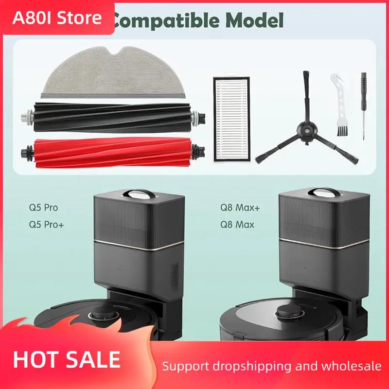 

A80I For Roborock Q5 Pro / Q5 Pro+ / Q8 Max / Q8 Max+ Robot Vacuum Cleaner Main Side Brush Hepa Filter Mop Cloth Dust Bags