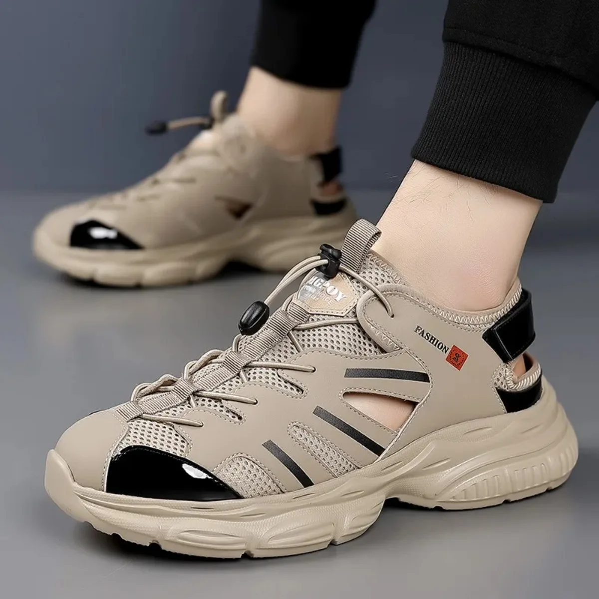 

Мужские летние спортивные сандалии с закрытым носком, нескользящие, для активного отдыха, треккинга, прогулок, пляжа, простые шлепанцы