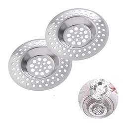 2Pcs Kitchen Metal Sink Strainer Floor Drain Bathtub Hair Catcher Stopper Stainless Steel Shower Drain Hole Filter Trap 7.5cm