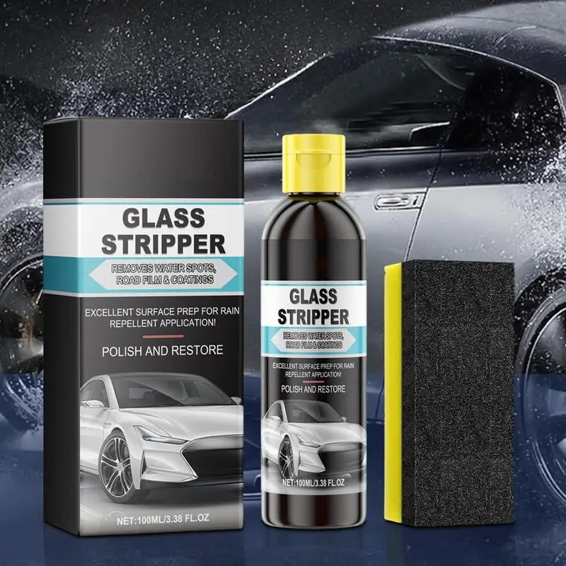 Front Windshield Clean Degreaser Anti-Fog 100ml Car Windshield Stains Remover Rainproof Remover With Sponge For Bird Droppings