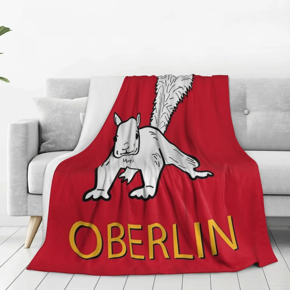 Cute Oberlin White Squirrel Blanket Flannel Lightweight Throw Blankets Sofa Throw Blanket For Home Bedroom Throws Bedspread