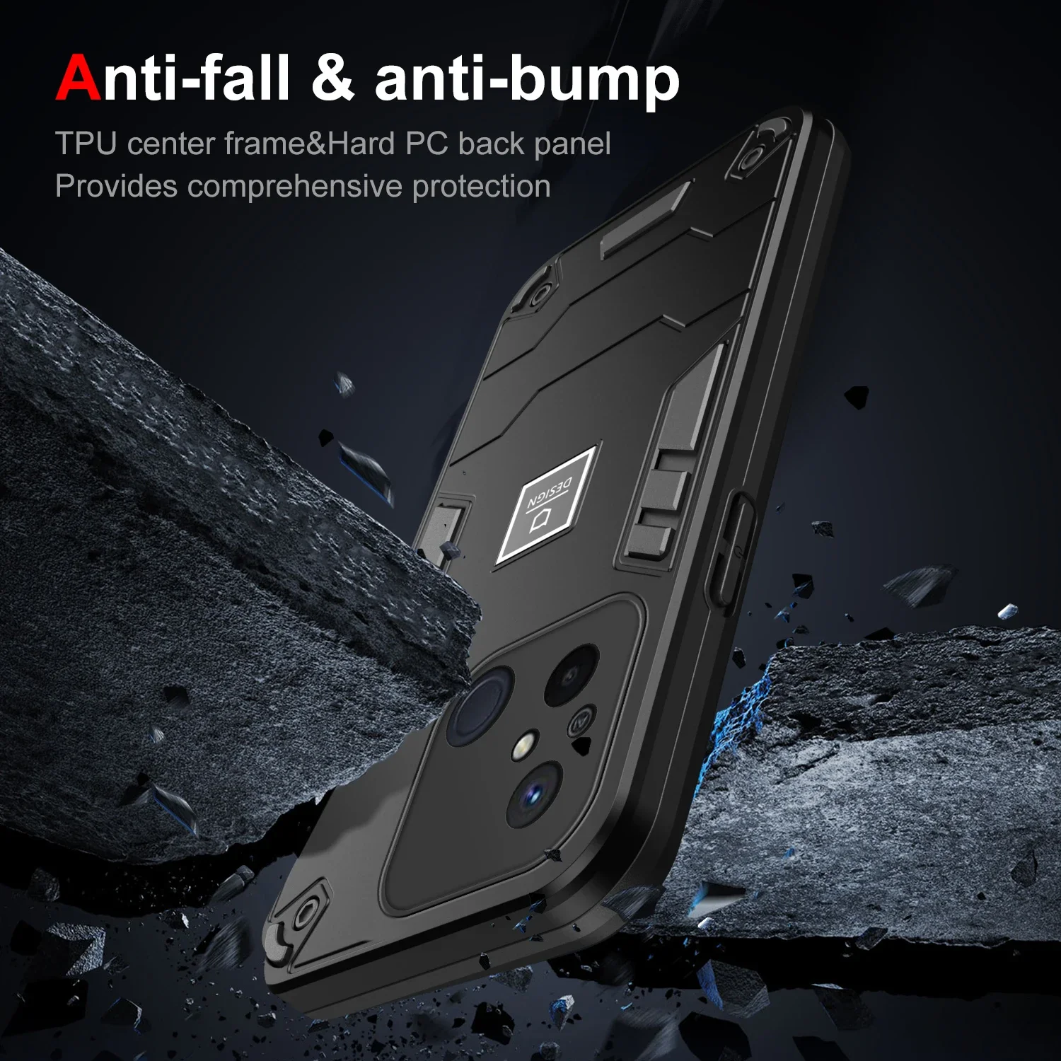 2 in 1 Hybrid Armor Shockproof Phone Case For Xiaomi Poco C55 Redmi 12C 6.71 inches TPU Frame Hard Plastic Protective Back Cover