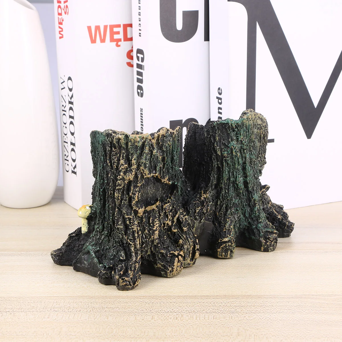 

Premium Resin Reptile Cave Hideouts Size M Double Barrel Pile Realistic Design Easy Use Pet Habitat Aquarium Decor Gift