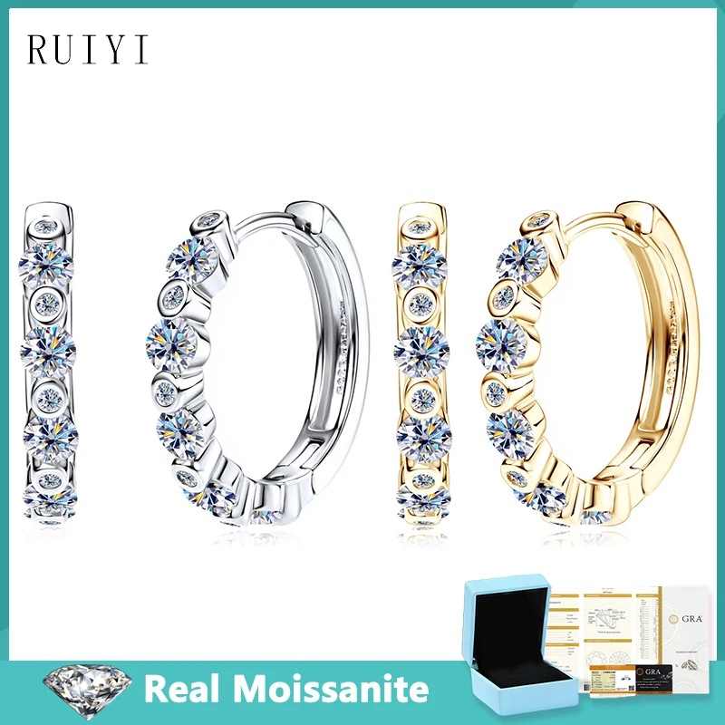 1.4-3mm D Color Moissanite Hoop Earrings 925 Sterling Sliver Lab Diamond Earring for Women Wedding Party Fine Jewelry Trend 2024