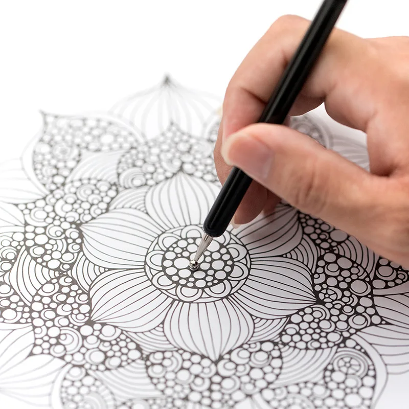 5 pz/set Double-End Nail Art Punteggiatura Penna 1/1.3/2.1/2.8/3mm Nero Penne Per Pittura FAI DA TE Modellazione Pittura/Disegno Punteggiatura Penna Strumento